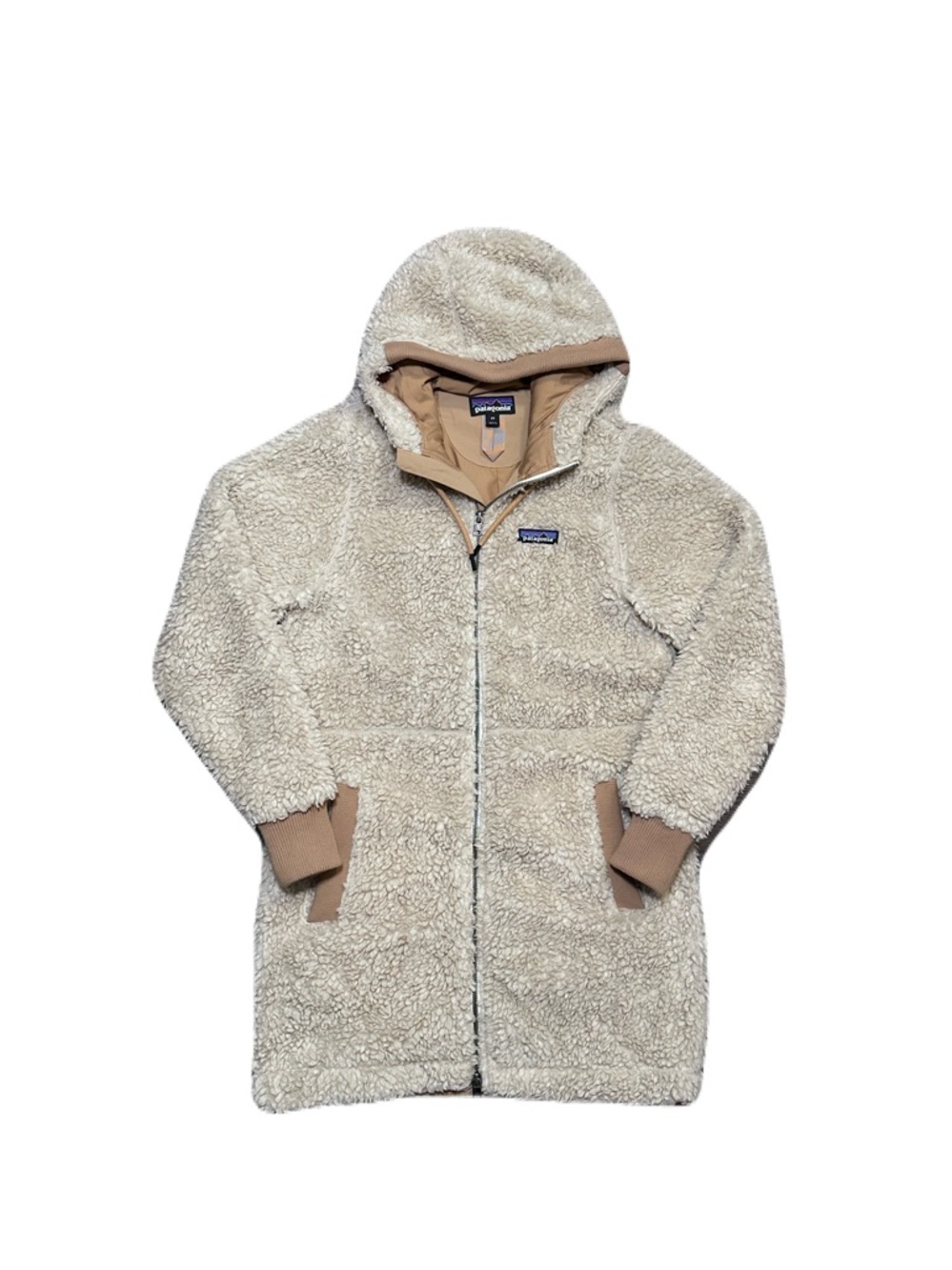 Patagonia Dusty Mesa Parka Jacket Deep Pile Fleece Womens XS Beige